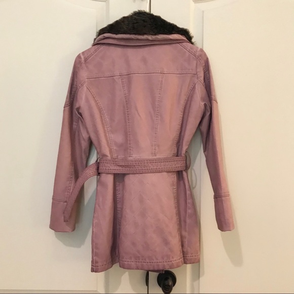 NWOT Mauve/Lavendar Faux Fur Collar Leather Jacket - Picture 4 of 6